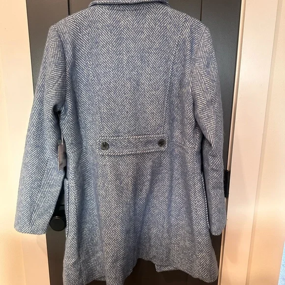 LC Lauren Conrad Blue Herringbone Trench Coat - Picture 2 of 3